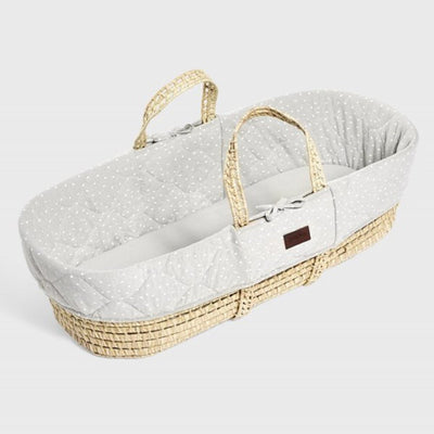 Bambinista-THE LITTLE GREEN SHEEP-Furniture-The Little Green Sheep Natural Quilted Moses Basket & Mattress - Dove Rice