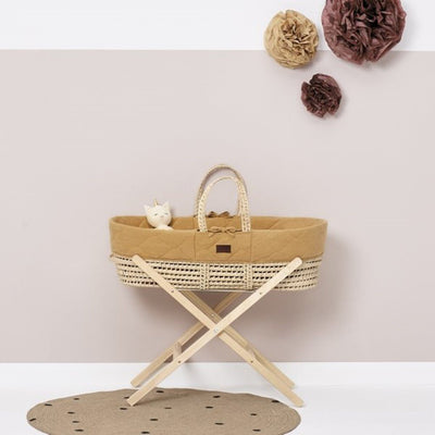Bambinista-THE LITTLE GREEN SHEEP-Furniture-The Little Green Sheep Natural Quilted Moses Basket & Mattress - Honey