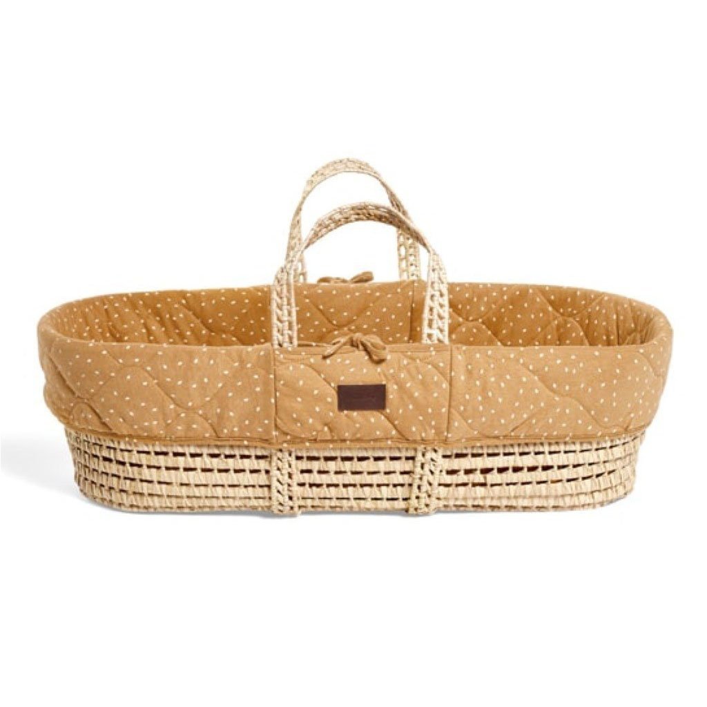 Bambinista-THE LITTLE GREEN SHEEP-Furniture-The Little Green Sheep Natural Quilted Moses Basket & Mattress - Honey Rice