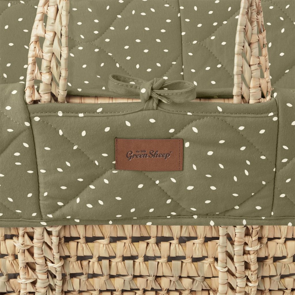 Bambinista-THE LITTLE GREEN SHEEP-Bedding-THE LITTLE GREEN SHEEP Natural Quilted Moses Basket & Mattress - Juniper Rice