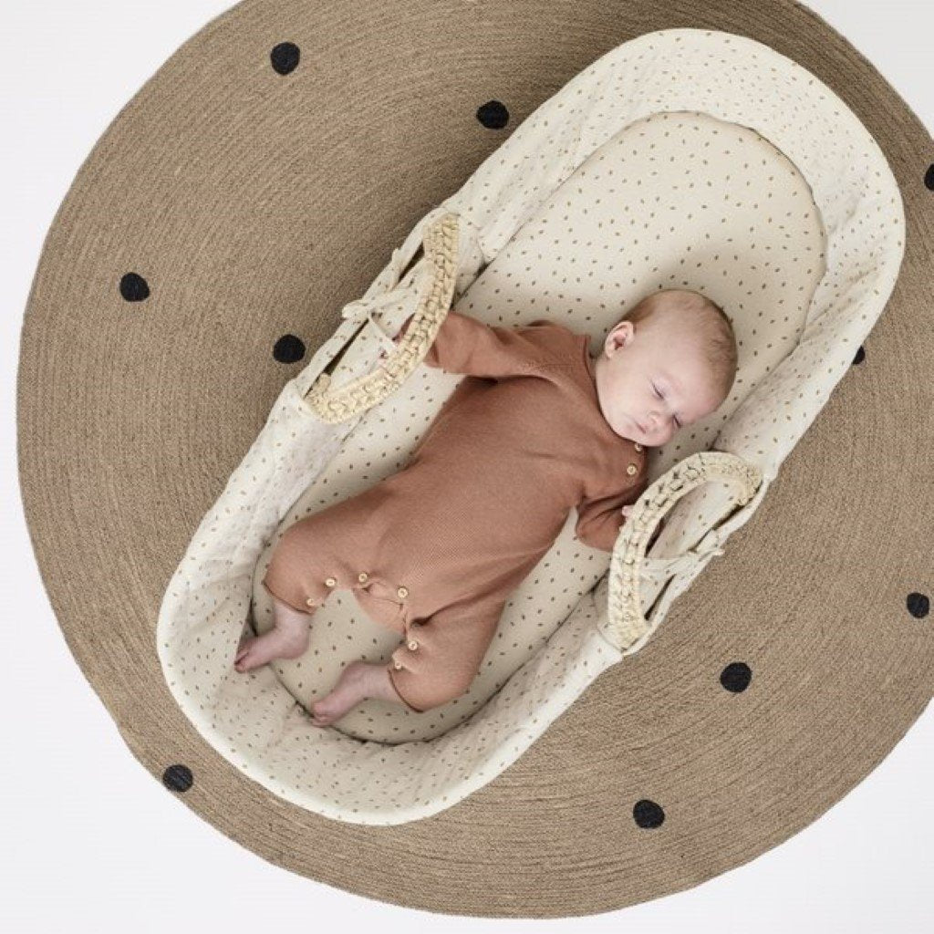 Bambinista-THE LITTLE GREEN SHEEP-Furniture-The Little Green Sheep Natural Quilted Moses Basket & Mattress - Linen Rice