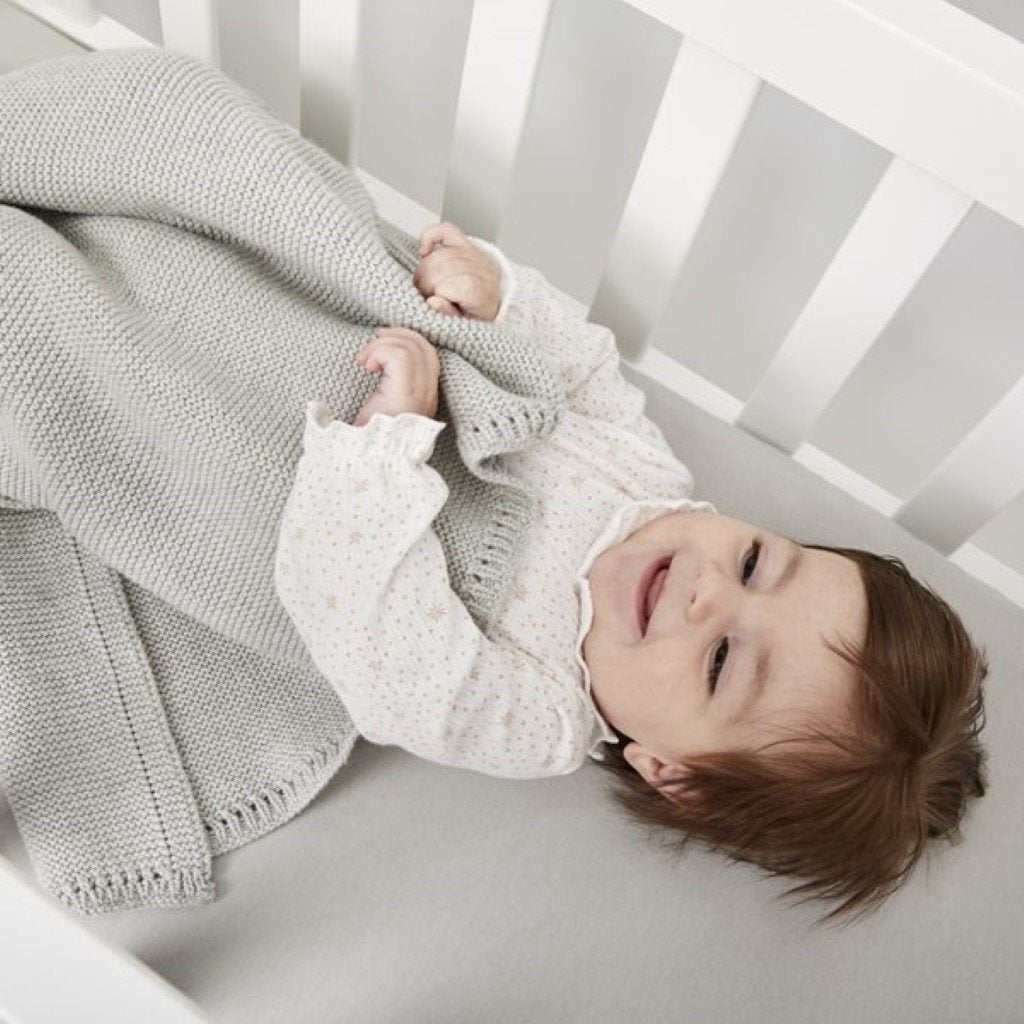 Bambinista-THE LITTLE GREEN SHEEP-Blankets-The Little Green Sheep Organic Knitted Cellular Baby Blanket - Dove