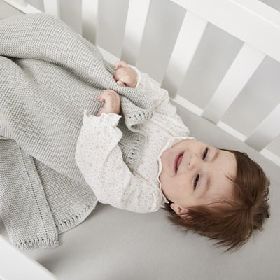 Bambinista-THE LITTLE GREEN SHEEP-Blankets-The Little Green Sheep Organic Knitted Cellular Baby Blanket - Dove