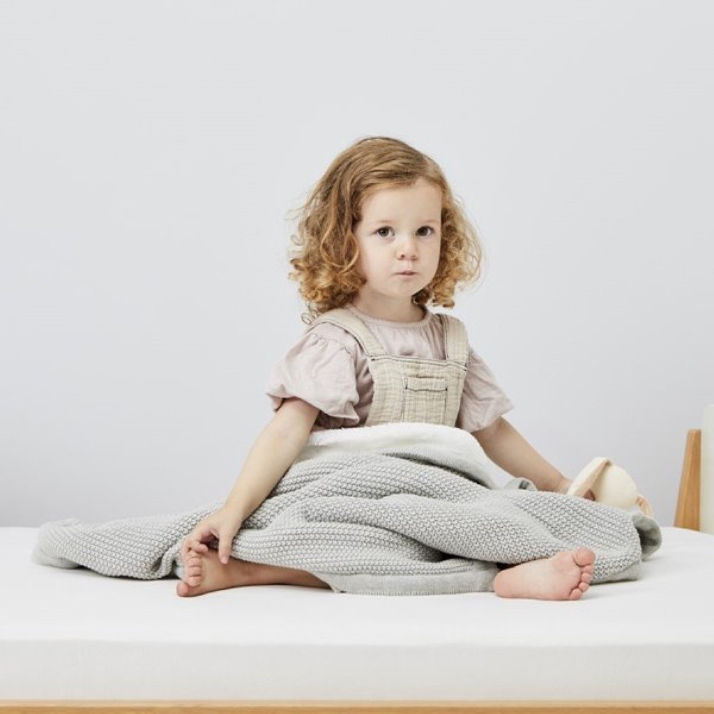 Bambinista-THE LITTLE GREEN SHEEP-Blankets-The Little Green Sheep Organic Knitted Fleece Baby Blanket - Dove