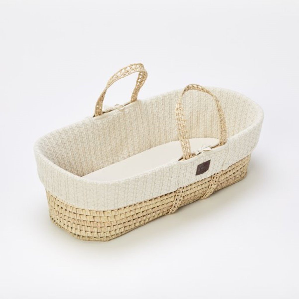 Bambinista-THE LITTLE GREEN SHEEP-Furniture-The Little Green Sheep Organic Knitted Moses Basket & Mattress - Linen