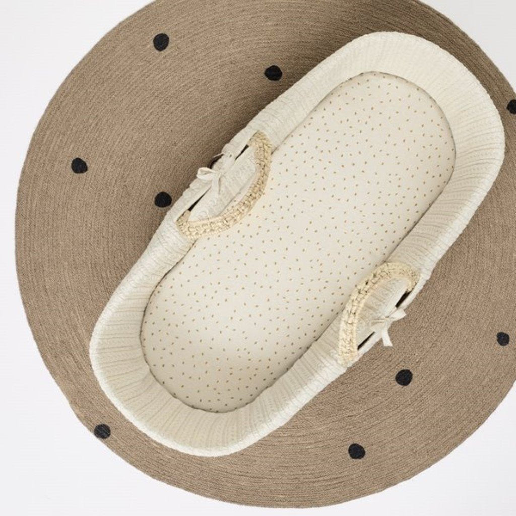 Bambinista-THE LITTLE GREEN SHEEP-Bedding-The Little Green Sheep Organic Moses Basket Fitted Sheet - Linen Rice