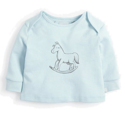 Bambinista-THE LITTLE TAILOR-Tops-Super Soft Jersey Chest Print Top - Blue