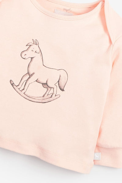 Bambinista-THE LITTLE TAILOR-Tops-Super Soft Jersey Chest Print Top - Pink