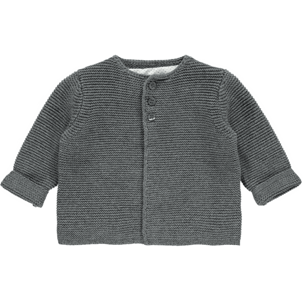 Bambinista-THE LITTLE TAILOR-Tops-The Little Tailor Cotton Knitted Cardigan - Charcoal
