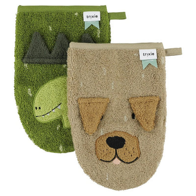 Bambinista-TRIXIE-Towels-Trixie Washcloths 2-pack Mr. Dino - Mr. Dog