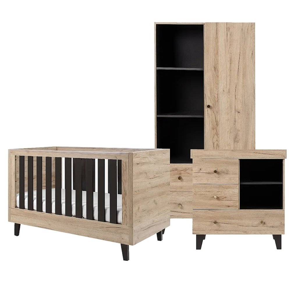Bambinista-TUTTI BAMBINI-Travel-TUTTI BAMBINI Como 3 Piece Room Set - Distressed Oak / Slate Grey