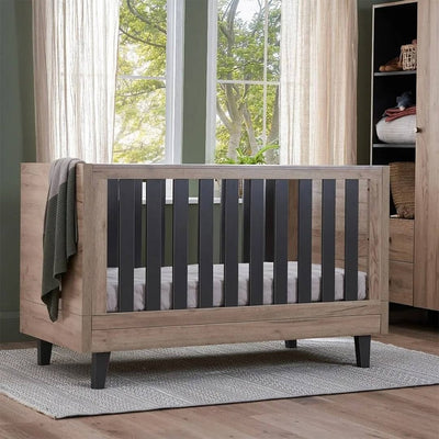 Bambinista-TUTTI BAMBINI-Travel-TUTTI BAMBINI Como Cot Bed - Distressed Oak / Slate Grey