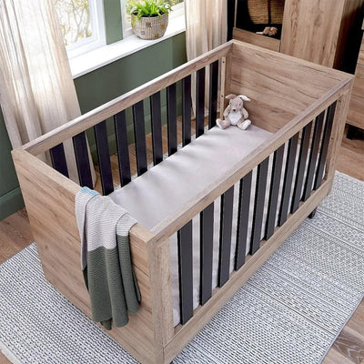 Bambinista-TUTTI BAMBINI-Travel-TUTTI BAMBINI Como Cot Bed - Distressed Oak / Slate Grey