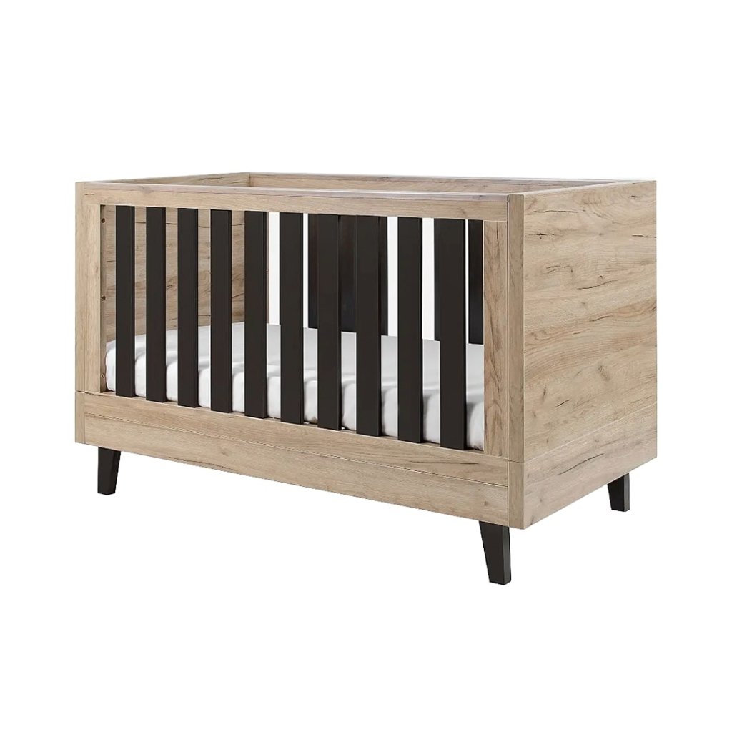 Bambinista-TUTTI BAMBINI-Travel-TUTTI BAMBINI Como Cot Bed - Distressed Oak / Slate Grey
