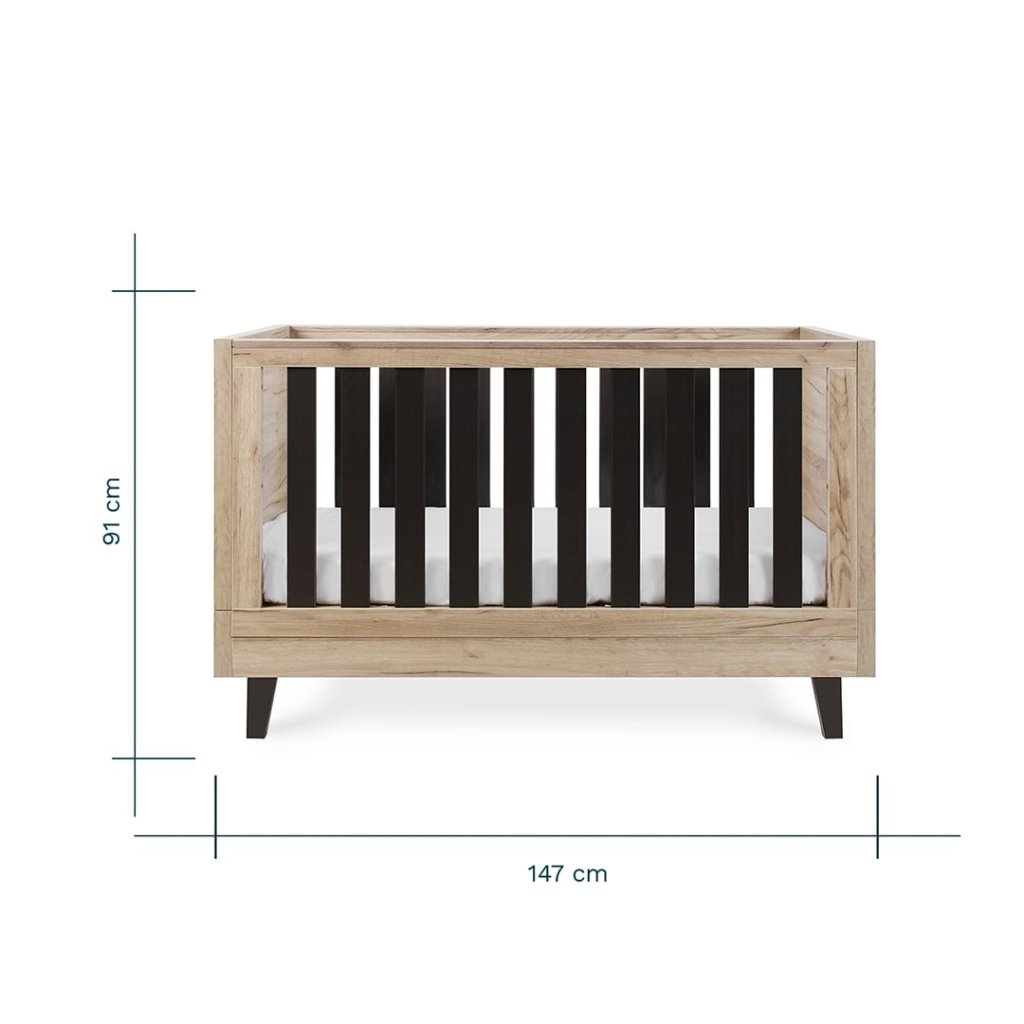 Bambinista-TUTTI BAMBINI-Travel-TUTTI BAMBINI Como Cot Bed - Distressed Oak / Slate Grey