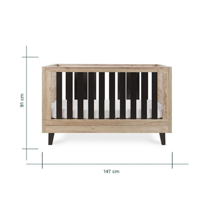 Bambinista-TUTTI BAMBINI-Travel-TUTTI BAMBINI Como Cot Bed - Distressed Oak / Slate Grey