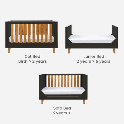Bambinista-TUTTI BAMBINI-Travel-TUTTI BAMBINI Como Cot Bed - Slate Grey / Rosewood