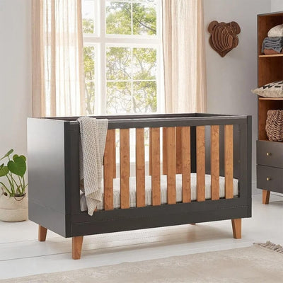 Bambinista-TUTTI BAMBINI-Travel-TUTTI BAMBINI Como Cot Bed - Slate Grey / Rosewood