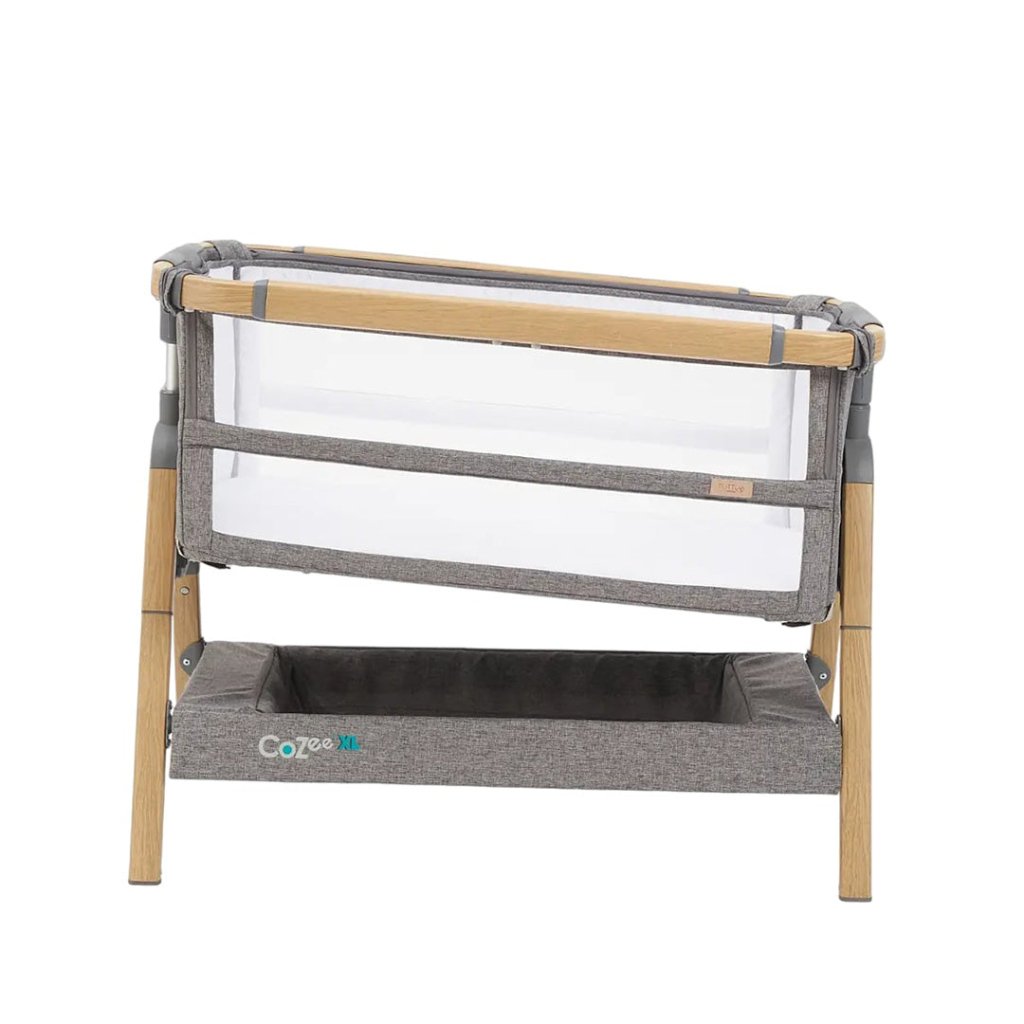 Bambinista-TUTTI BAMBINI-Travel-TUTTI BAMBINI Cozee XL Bedside Crib & Cot - Oak / Charcoal