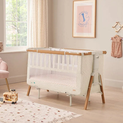 Bambinista-TUTTI BAMBINI-Travel-TUTTI BAMBINI CoZee XL Bedside Crib & Cot - Scandinavian Walnut/Ecru