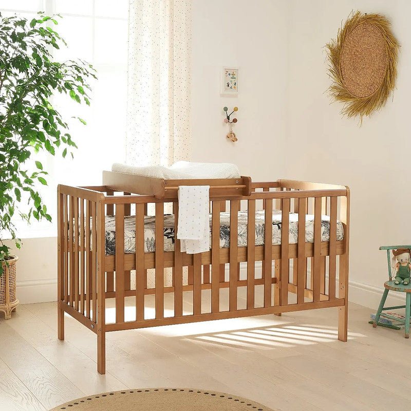 Bambinista-TUTTI BAMBINI-Travel-TUTTI BAMBINI Malmo Cot Bed, Cot Top Changer and Mattress Bundle - Oak