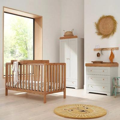 Bambinista-TUTTI BAMBINI-Travel-TUTTI BAMBINI Oak Malmo Cot Bed & Rio Furniture 3pc Set Dove Grey/Oak