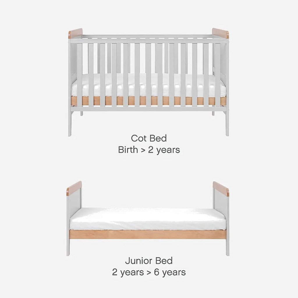 Bambinista-TUTTI BAMBINI-Travel-TUTTI BAMBINI Rio Cot Bed with Cot Top Changer & Mattress - Dove Grey/Oak