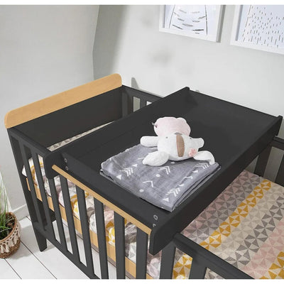 Bambinista-TUTTI BAMBINI-Travel-TUTTI BAMBINI Rio Cot Bed with Cot Top Changer & Mattress - Slate Grey/Oak