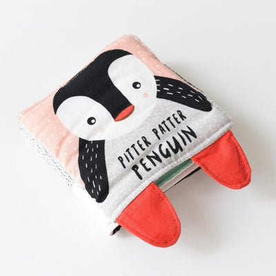 Bambinista-WEE GALLERY-Toys-Wee Gallery Soft Cloth Book Organic Cotton - Pitter Patter Penguin