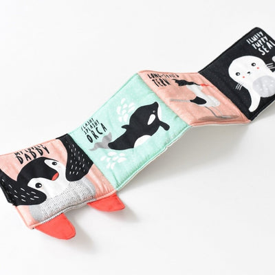 Bambinista-WEE GALLERY-Toys-Wee Gallery Soft Cloth Book Organic Cotton - Pitter Patter Penguin