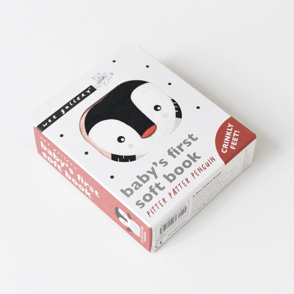 Bambinista-WEE GALLERY-Toys-Wee Gallery Soft Cloth Book Organic Cotton - Pitter Patter Penguin