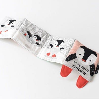 Bambinista-WEE GALLERY-Toys-Wee Gallery Soft Cloth Book Organic Cotton - Pitter Patter Penguin