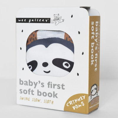 Bambinista-WEE GALLERY-Toys-Wee Gallery Soft Cloth Book Organic Cotton - Sloth