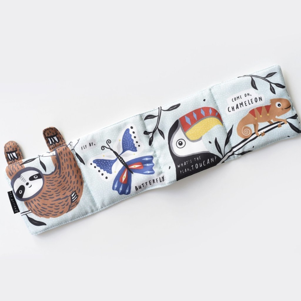 Bambinista-WEE GALLERY-Toys-Wee Gallery Soft Cloth Book Organic Cotton - Sloth
